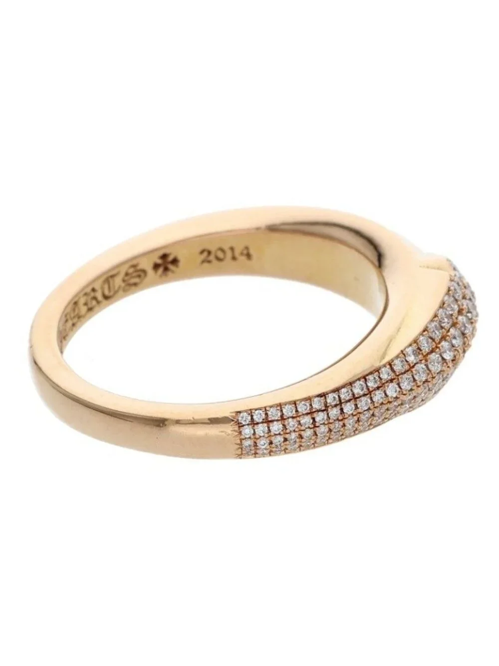 Chrome Hearts P D Baby Classic Flarenie Pave Diamond Gold Ring